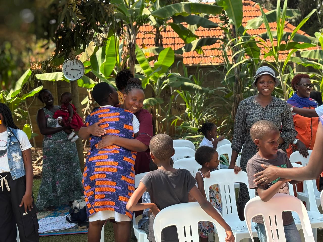 Families worshipping together at church